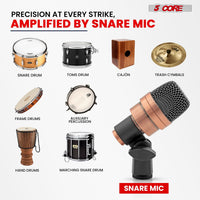 5 CORE Snare Microphone Copper Finish XLR Wired Cardioid Uni Directional Tom Kick Drum Mic w Swivel Mount Steel Mesh Grille Rim Mount - SNARE XP COPPERX - 7DAY'S