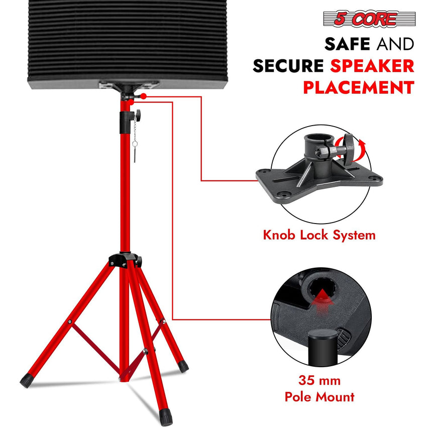 5 Core Speaker Stand 2Pcs Tripod Floor Tall Adjustable Up to 72 Inch DJ Studio Monitor Stands Pole Mount - 7DAY'S