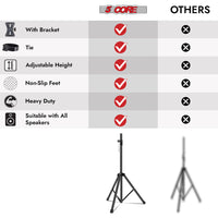 5 Core Speaker Stand 2Pcs Tripod Floor Tall Adjustable Up to 72 Inch DJ Studio Monitor Stands Pole Mount - 7DAY'S