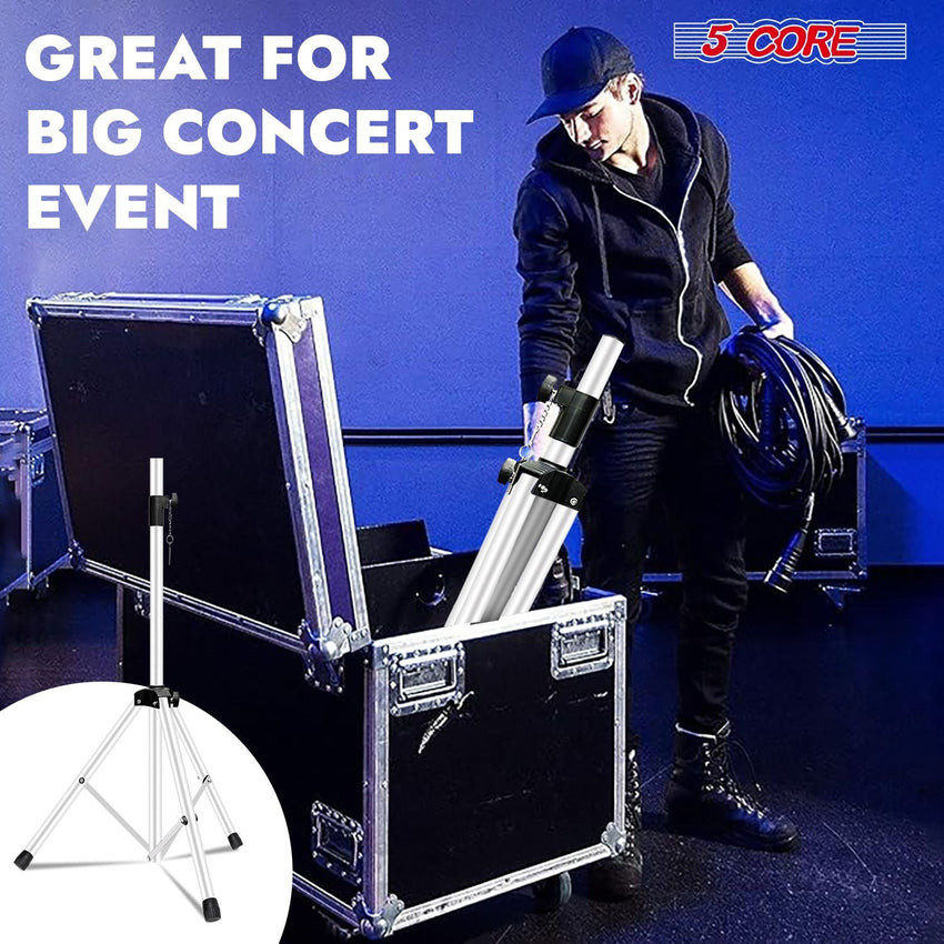 5 Core Speaker Stand 2Pcs Tripod Floor Tall Adjustable Up to 72 Inch DJ Studio Monitor Stands Pole Mount - 7DAY'S