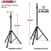 5 Core Speaker Stand 2Pcs Tripod Floor Tall Adjustable Up to 72 Inch DJ Studio Monitor Stands Pole Mount - 7DAY'S