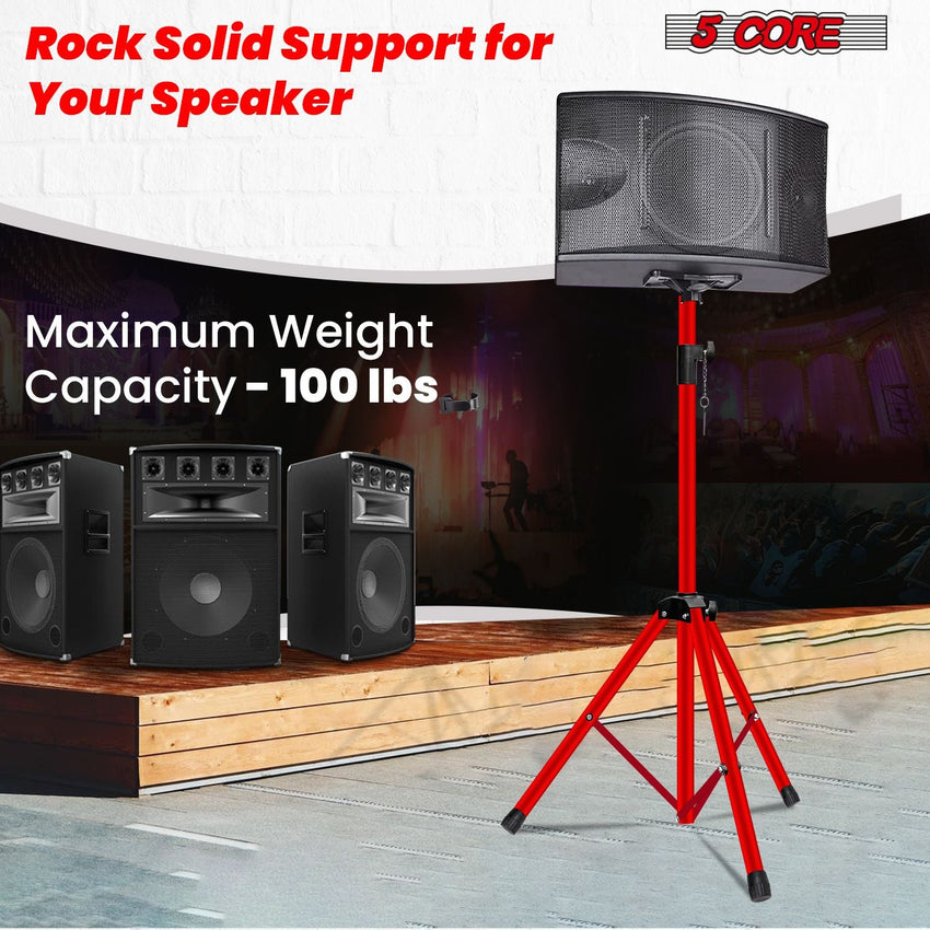 5 Core Speaker Stand 2Pcs Tripod Floor Tall Adjustable Up to 72 Inch DJ Studio Monitor Stands Pole Mount - 7DAY'S