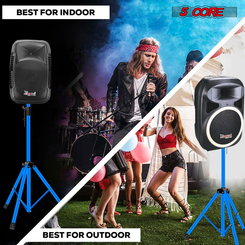 5 Core Speaker Stand 2Pcs Tripod Floor Tall Adjustable Up to 72 Inch DJ Studio Monitor Stands Pole Mount - 7DAY'S