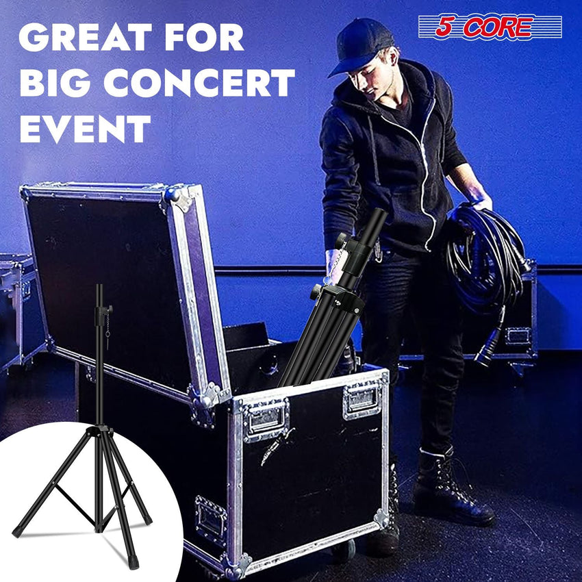 5 Core Speaker Stand 2Pcs Tripod Floor Tall Adjustable Up to 72 Inch DJ Studio Monitor Stands Pole Mount - 7DAY'S