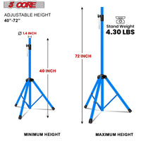 5 Core Speaker Stand 2Pcs Tripod Floor Tall Adjustable Up to 72 Inch DJ Studio Monitor Stands Pole Mount - 7DAY'S