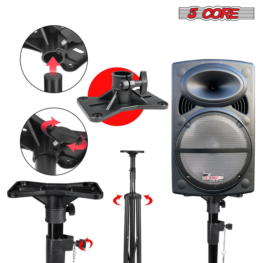 5 Core Speaker Stand 2Pcs Tripod Floor Tall Adjustable Up to 72 Inch DJ Studio Monitor Stands Pole Mount - 7DAY'S