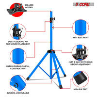 5 Core Speaker Stand 2Pcs Tripod Floor Tall Adjustable Up to 72 Inch DJ Studio Monitor Stands Pole Mount - 7DAY'S