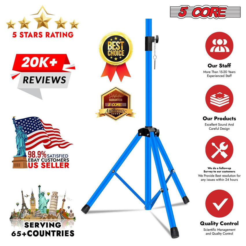 5 Core Speaker Stand 2Pcs Tripod Floor Tall Adjustable Up to 72 Inch DJ Studio Monitor Stands Pole Mount - 7DAY'S