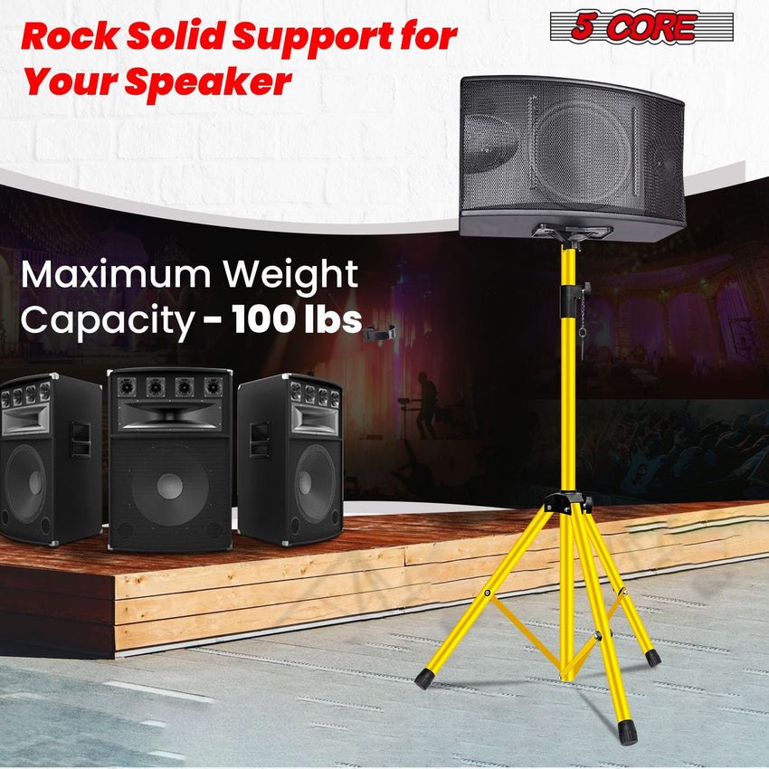 5 Core Speaker Stand 2Pcs Tripod Floor Tall Adjustable Up to 72 Inch DJ Studio Monitor Stands Pole Mount - 7DAY'S