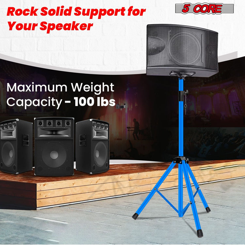 5 Core Speaker Stand 2Pcs Tripod Floor Tall Adjustable Up to 72 Inch DJ Studio Monitor Stands Pole Mount - 7DAY'S
