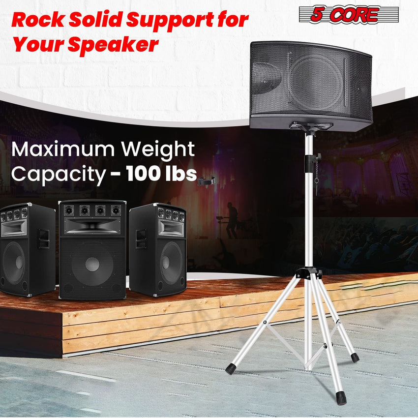 5 Core Speaker Stand 2Pcs Tripod Floor Tall Adjustable Up to 72 Inch DJ Studio Monitor Stands Pole Mount - 7DAY'S