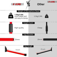 5 Core Tripod Mic Stand Floor 2Pcs Adjustable 18 to 72 Inches Sturdy Boom Arm Holder Microphone Stands Pedestal Para Microfono for Singing - 7DAY'S