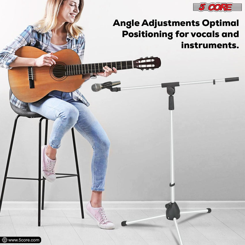 5 Core Tripod Mic Stand Floor 2Pcs Adjustable 18 to 72 Inches Sturdy Boom Arm Holder Microphone Stands Pedestal Para Microfono for Singing - 7DAY'S