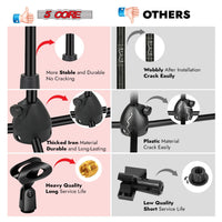 5 Core Tripod Mic Stand Floor 2Pcs Adjustable 18 to 72 Inches Sturdy Boom Arm Holder Microphone Stands Pedestal Para Microfono for Singing - 7DAY'S