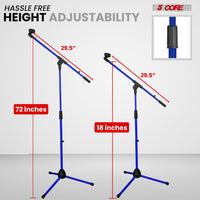 5 Core Tripod Mic Stand Floor 2Pcs Adjustable 18 to 72 Inches Sturdy Boom Arm Holder Microphone Stands Pedestal Para Microfono for Singing - 7DAY'S