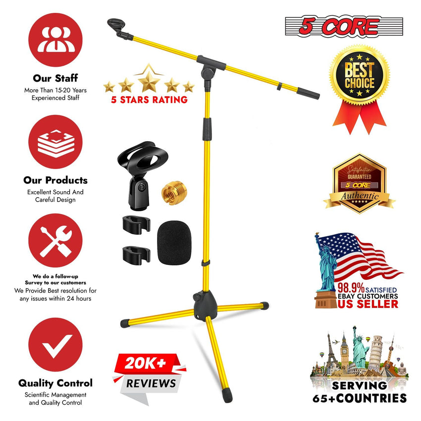 5 Core Tripod Mic Stand Floor 2Pcs Adjustable 18 to 72 Inches Sturdy Boom Arm Holder Microphone Stands Pedestal Para Microfono for Singing - 7DAY'S