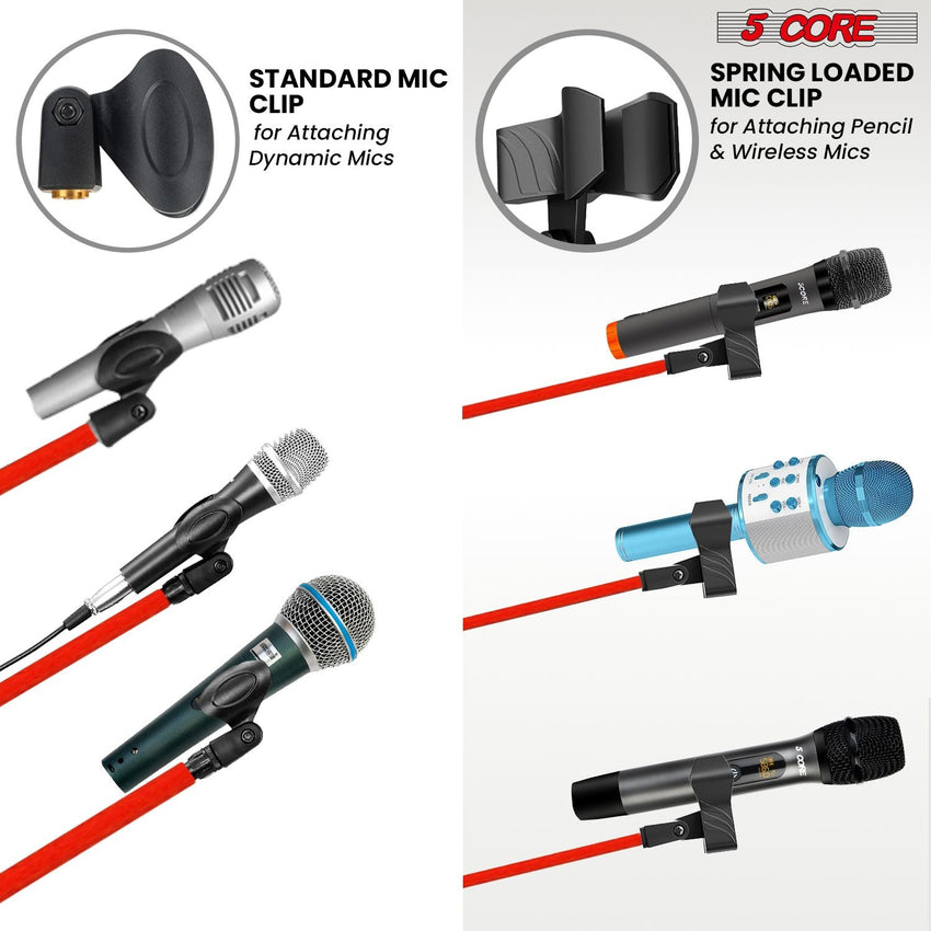 5 Core Tripod Mic Stand Floor 2Pcs Adjustable 18 to 72 Inches Sturdy Boom Arm Holder Microphone Stands Pedestal Para Microfono for Singing - 7DAY'S