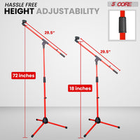 5 Core Tripod Mic Stand Floor 2Pcs Adjustable 18 to 72 Inches Sturdy Boom Arm Holder Microphone Stands Pedestal Para Microfono for Singing - 7DAY'S