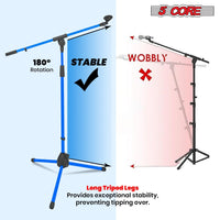 5 Core Tripod Mic Stand Floor 2Pcs Adjustable 18 to 72 Inches Sturdy Boom Arm Holder Microphone Stands Pedestal Para Microfono for Singing - 7DAY'S