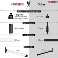 5 Core Tripod Mic Stand Floor 2Pcs Adjustable 18 to 72 Inches Sturdy Boom Arm Holder Microphone Stands Pedestal Para Microfono for Singing - 7DAY'S