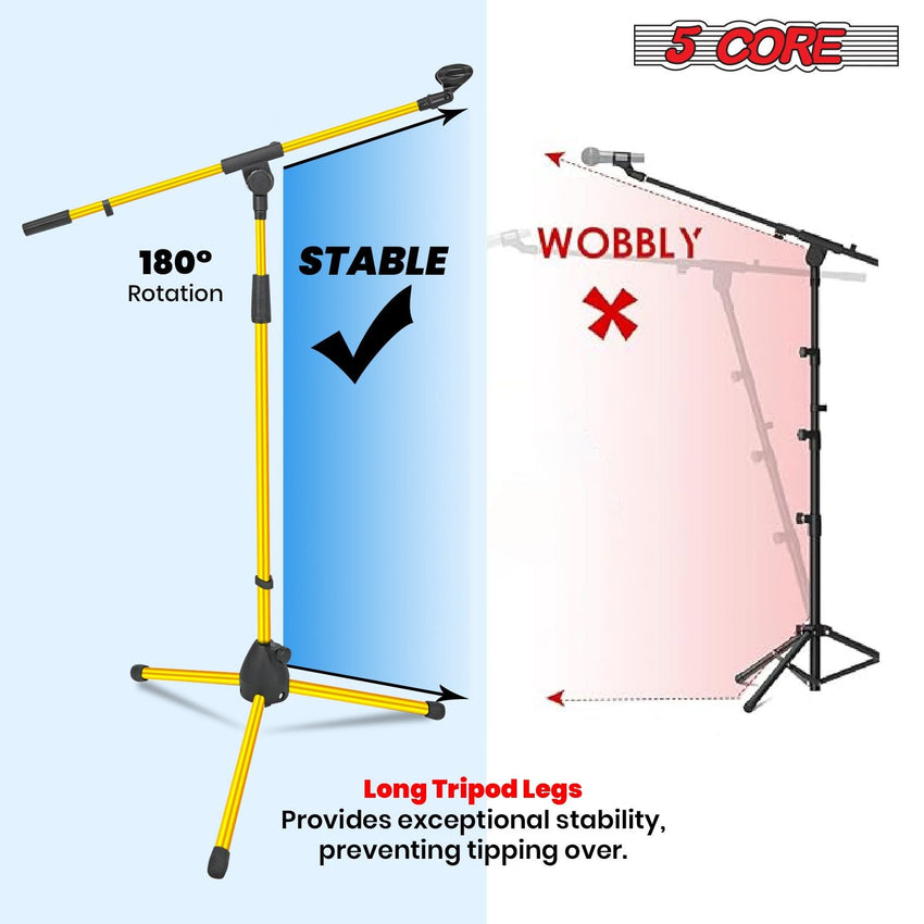 5 Core Tripod Mic Stand Floor 2Pcs Adjustable 18 to 72 Inches Sturdy Boom Arm Holder Microphone Stands Pedestal Para Microfono for Singing - 7DAY'S