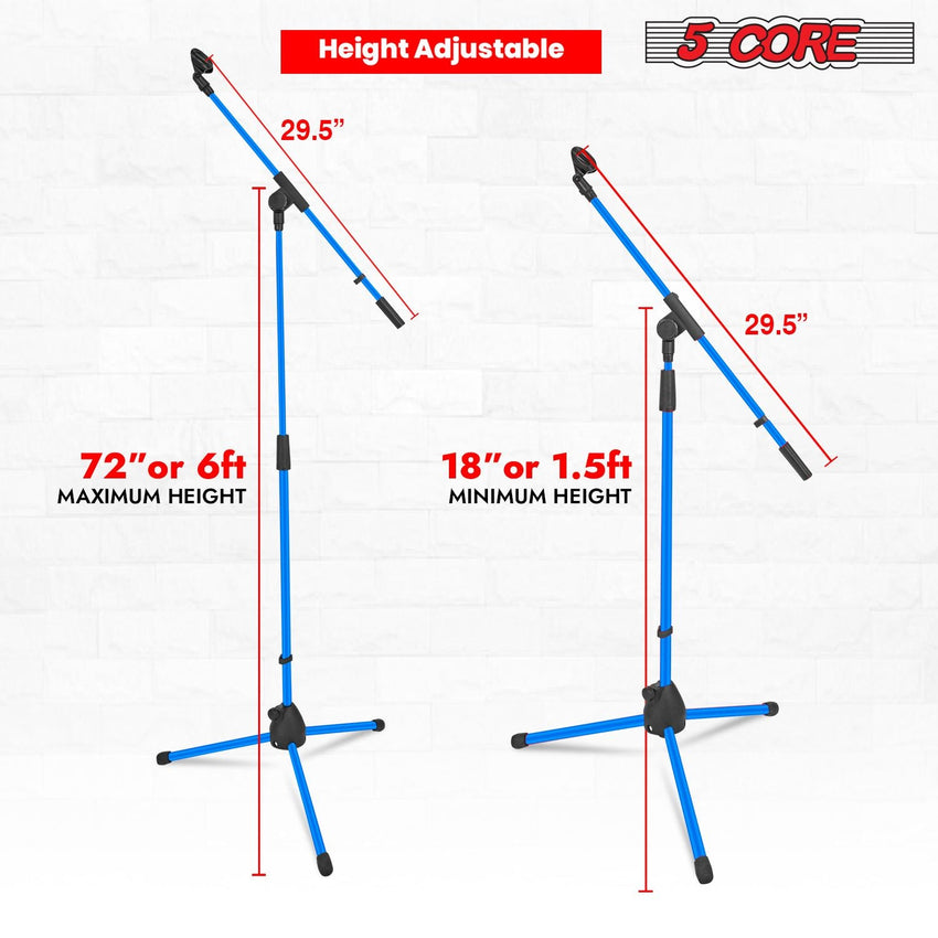 5 Core Tripod Mic Stand Floor 2Pcs Adjustable 18 to 72 Inches Sturdy Boom Arm Holder Microphone Stands Pedestal Para Microfono for Singing - 7DAY'S