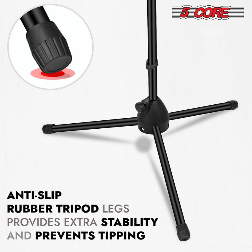 5 Core Tripod Mic Stand Floor 2Pcs Adjustable 18 to 72 Inches Sturdy Boom Arm Holder Microphone Stands Pedestal Para Microfono for Singing - 7DAY'S