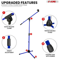 5 Core Tripod Mic Stand Floor 2Pcs Adjustable 18 to 72 Inches Sturdy Boom Arm Holder Microphone Stands Pedestal Para Microfono for Singing - 7DAY'S