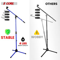 5 Core Tripod Mic Stand Floor 4Pcs Adjustable 18 to 72 Inches Sturdy Boom Arm Holder Microphone Stands Pedestal Para Microfono for Singing - 7DAY'S