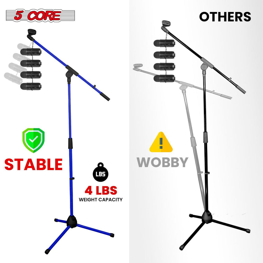 5 Core Tripod Mic Stand Floor 4Pcs Adjustable 18 to 72 Inches Sturdy Boom Arm Holder Microphone Stands Pedestal Para Microfono for Singing - 7DAY'S