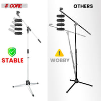 5 Core Tripod Mic Stand Floor 4Pcs Adjustable 18 to 72 Inches Sturdy Boom Arm Holder Microphone Stands Pedestal Para Microfono for Singing - 7DAY'S