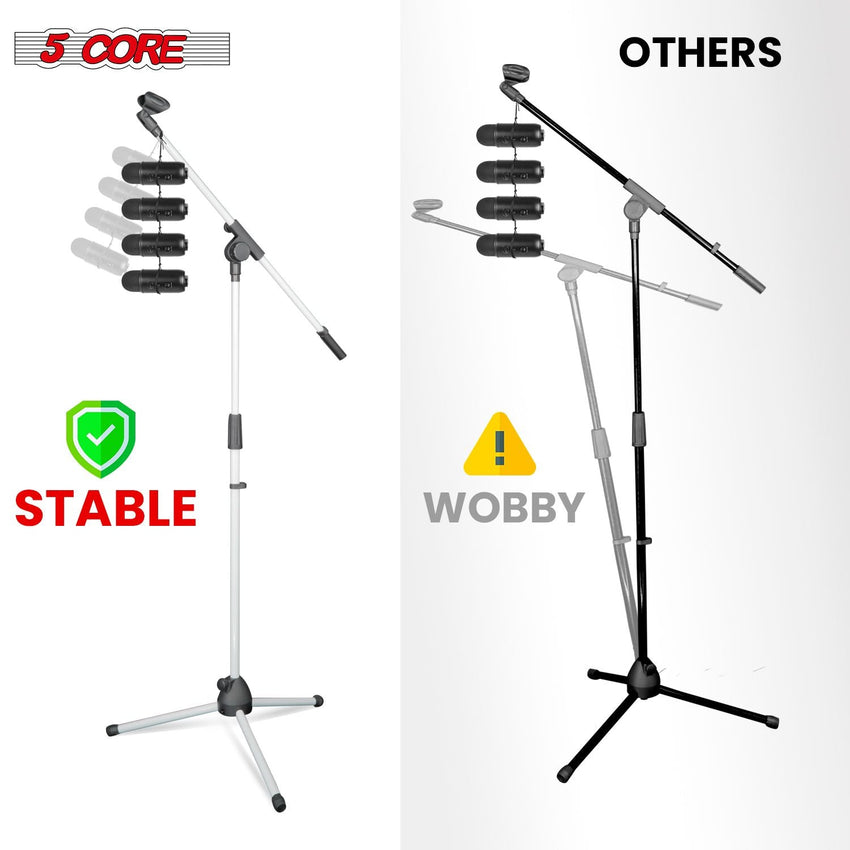 5 Core Tripod Mic Stand Floor 4Pcs Adjustable 18 to 72 Inches Sturdy Boom Arm Holder Microphone Stands Pedestal Para Microfono for Singing - 7DAY'S