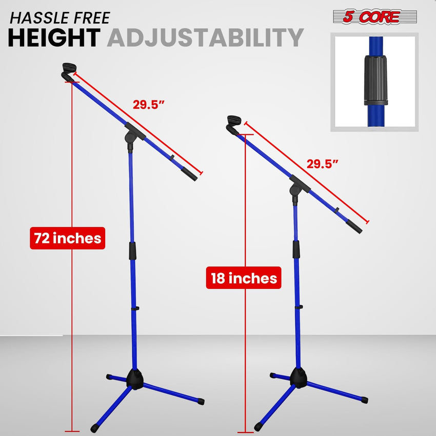 5 Core Tripod Mic Stand Floor 4Pcs Adjustable 18 to 72 Inches Sturdy Boom Arm Holder Microphone Stands Pedestal Para Microfono for Singing - 7DAY'S