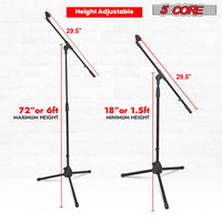 5 Core Tripod Mic Stand Floor 4Pcs Adjustable 18 to 72 Inches Sturdy Boom Arm Holder Microphone Stands Pedestal Para Microfono for Singing - 7DAY'S