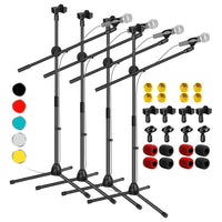 5 Core Tripod Mic Stand Floor Adjustable 31 to 76 Inches Boom Arm Holder Microphone Stands 360 Degree Rotating + Dual Mic - MS DBL - 7DAY'S