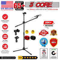 5 Core Tripod Mic Stand Floor Adjustable 31 to 76 Inches Boom Arm Holder Microphone Stands 360 Degree Rotating + Dual Mic - MS DBL - 7DAY'S