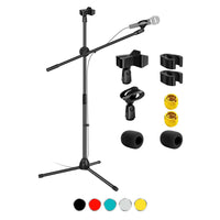5 Core Tripod Mic Stand Floor Adjustable 31 to 76 Inches Boom Arm Holder Microphone Stands 360 Degree Rotating + Dual Mic - MS DBL - 7DAY'S
