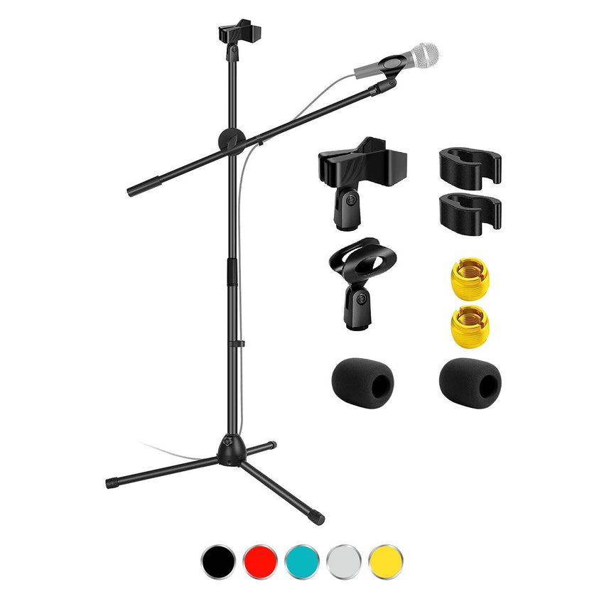 5 Core Tripod Mic Stand Floor Adjustable 31 to 76 Inches Boom Arm Holder Microphone Stands 360 Degree Rotating + Dual Mic - MS DBL - 7DAY'S