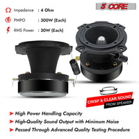 5 Core Tweeters Speakers Car Audio Pair 600W Combined Peak 4 Ohm 3.5 Inch Aluminum Super Bullet Tuiters Para Sonido Para Carro - TW BLT 180 BLK PAIR - 7DAY'S