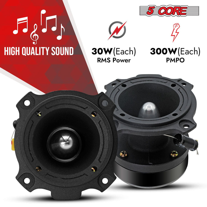 5 Core Tweeters Speakers Car Audio Pair 600W Combined Peak 4 Ohm 3.5 Inch Aluminum Super Bullet Tuiters Para Sonido Para Carro - TW BLT 180 BLK PAIR - 7DAY'S