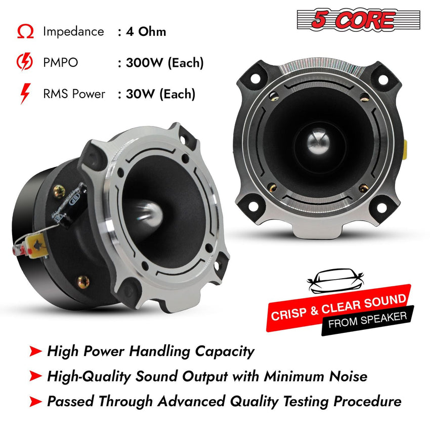 5 Core Tweeters Speakers Car Audio Pair 600W Combined Peak 4 Ohm 3.5 Inch Aluminum Super Bullet Tuiters Para Sonido Para Carro - TW BLT 180 CH PAIR - 7DAY'S
