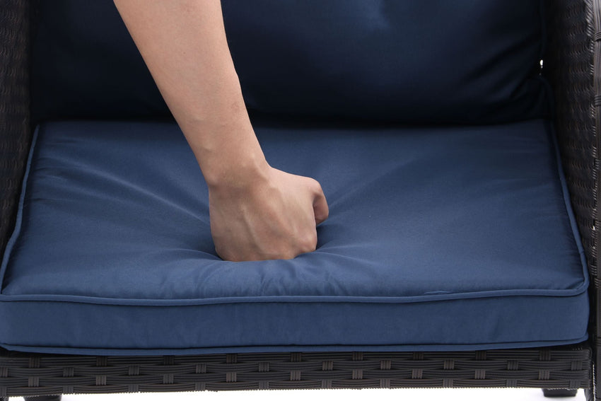 5 Piece Outdoor Patio Furniture Set,All Weather PE Rattan Conversation Chairs with Armrest and Removable Cushions,Ottomans and Storage Coffee Table for Poolside Garden Balcony Deck - 7DAY'S