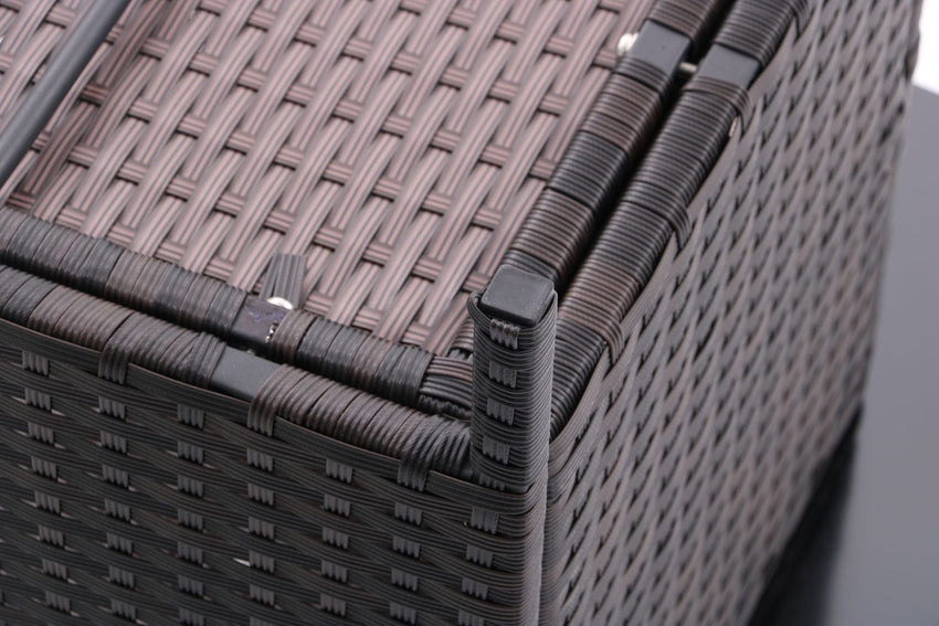 5 Piece Outdoor Patio Furniture Set,All Weather PE Rattan Conversation Chairs with Armrest and Removable Cushions,Ottomans and Storage Coffee Table for Poolside Garden Balcony Deck - 7DAY'S