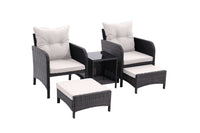 5 Piece Outdoor Patio Furniture Set,All Weather PE Rattan Conversation Chairs with Armrest and Removable Cushions,Ottomans and Storage Coffee Table for Poolside Garden Balcony Deck - 7DAY'S