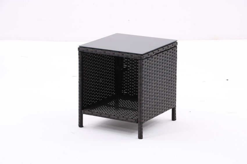 5 Piece Outdoor Patio Furniture Set,All Weather PE Rattan Conversation Chairs with Armrest and Removable Cushions,Ottomans and Storage Coffee Table for Poolside Garden Balcony Deck - 7DAY'S