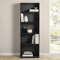 5 - Shelf Bookcase with Adjustable Shelves, White - 7DAY'S
