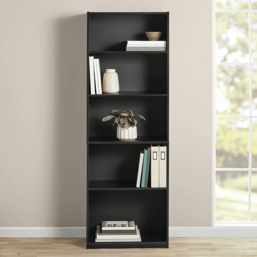 5 - Shelf Bookcase with Adjustable Shelves, White - 7DAY'S