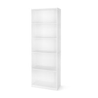 5 - Shelf Bookcase with Adjustable Shelves, White - 7DAY'S