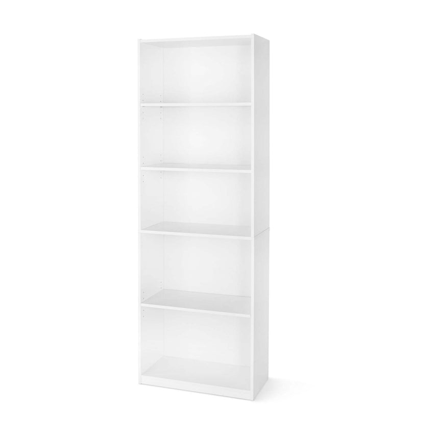 5 - Shelf Bookcase with Adjustable Shelves, White - 7DAY'S