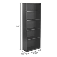 5 - Shelf Bookcase with Adjustable Shelves, White - 7DAY'S